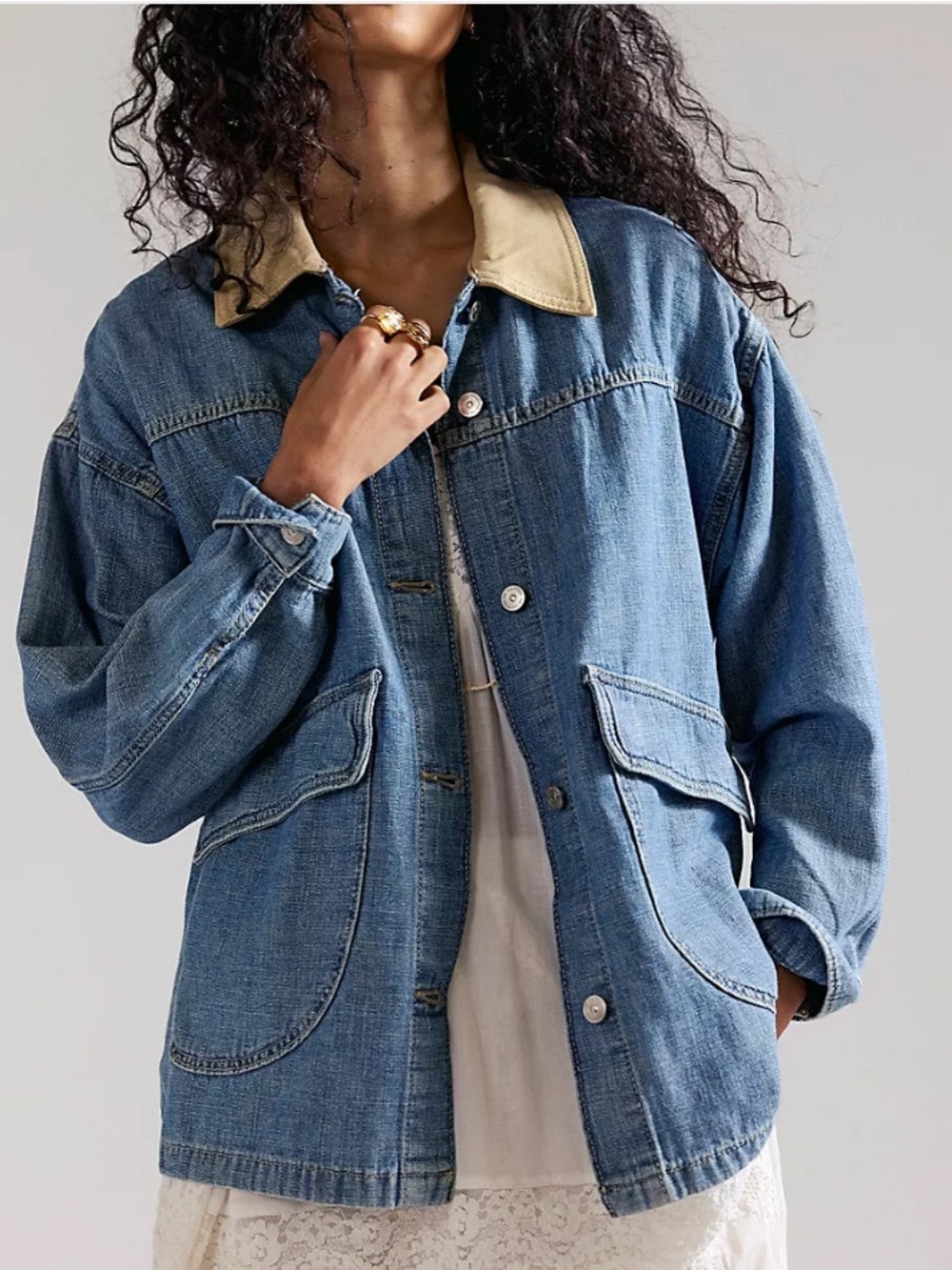 We the free lemon Denim chore Jacket in berry blues